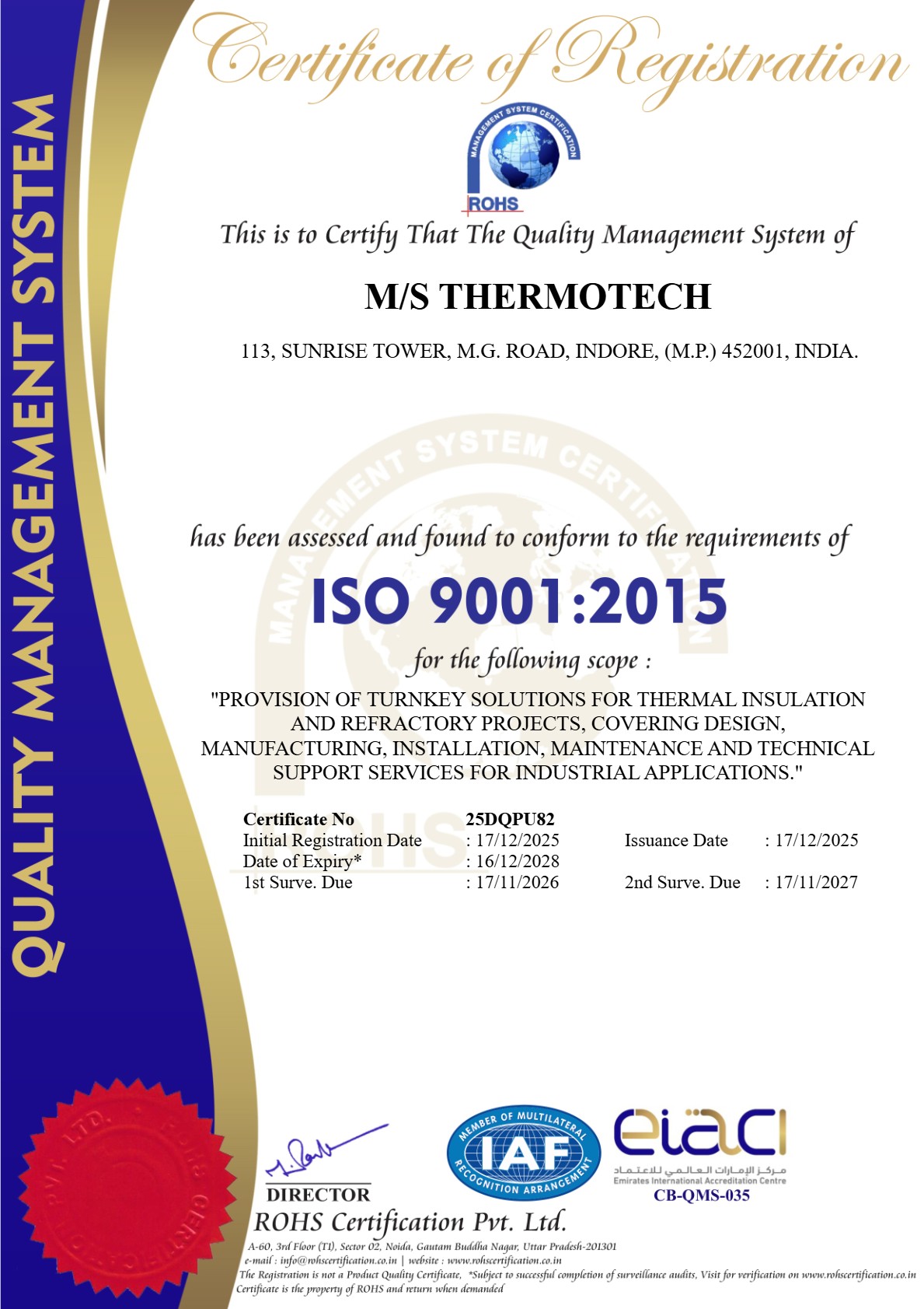 ISO 9001:2015 Certificate